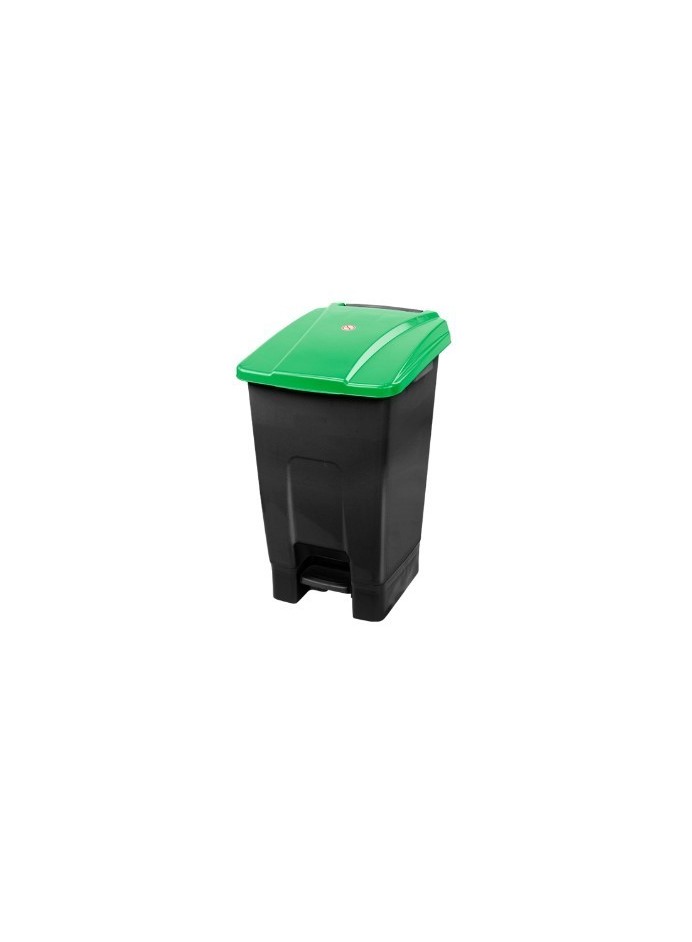 Kosz plastikowy otwierany przyciskiem pedałowym 70L z zieloną klapką
