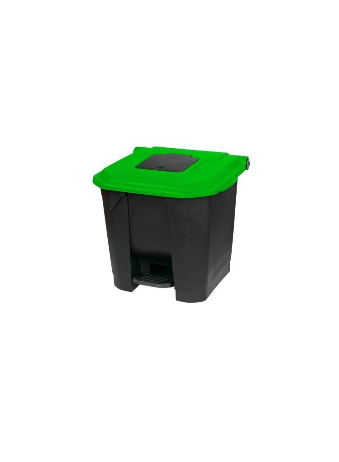 Kosz plastikowy otwierany przyciskiem pedałowym 30L z zieloną klapką KP30-Z