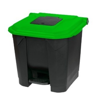 Kosz plastikowy otwierany przyciskiem pedałowym 30L z zieloną klapką KP30-Z