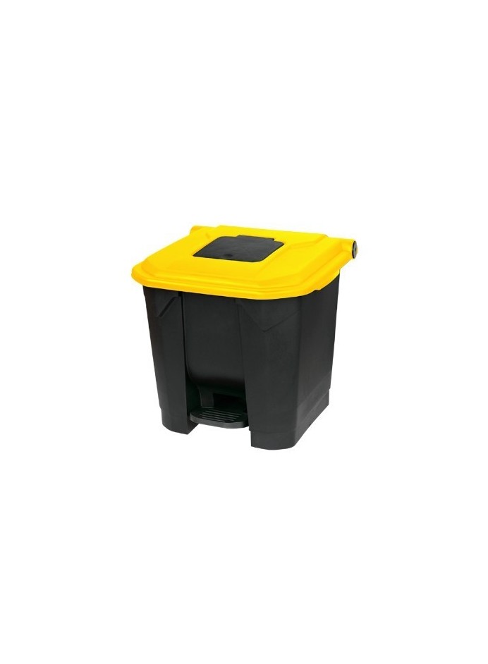 Kosz plastikowy otwierany przyciskiem pedałowym 30L z żółtą klapką KP30-Ż