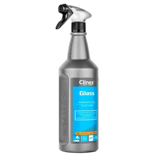 Clinex Glass, profesjonalny płyn do mycia szyb, luster i witryn, bez amoniaku, nie pozostawia smug.