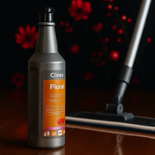 Clinex Floral Blush, płyn do mycia i pielęgnacji podłóg, nadaje połysk, o przyjemnym kwiatowym zapachu.