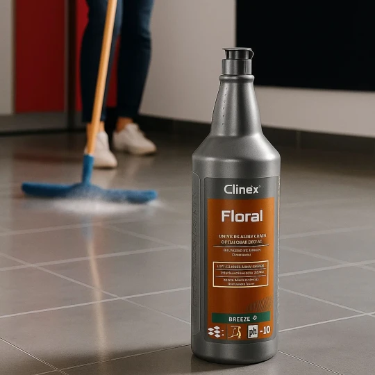 Clinex Floral Ocean, uniwersalny płyn do mycia i pielęgnacji podłóg, nadaje połysk, o świeżym, morskim zapachu.