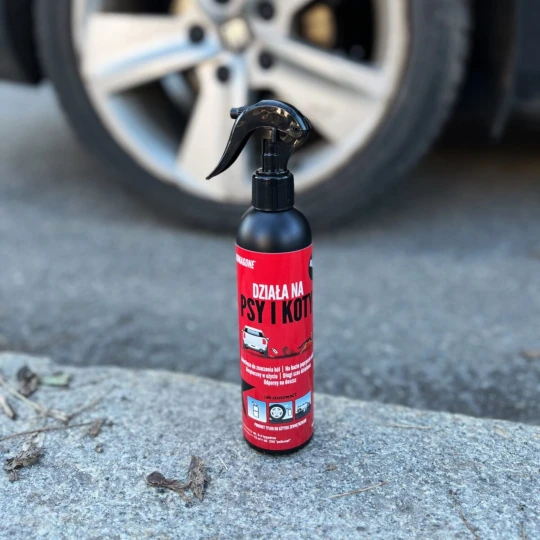 Kunagone na psy i koty do kół, naturalny odstraszacz w sprayu 250ml, chroni opony i felgi przed znaczeniem terenu.