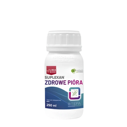 SUPLEXAN ZDROWE PIÓRA 250 ml dla kur, preparat witaminowy wspierający prawidłowy wzrost piór, kondycję upierzenia i wygląd ptaków