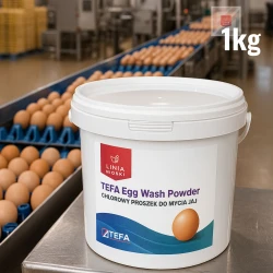 TEFA Egg Wash Powder 1 kg – chlorowy proszek do mycia jaj, opakowanie z serii Linia Nioski Opolskie Rolnictwo Kurniki Sląskie dezynfekcja kurników
