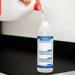 Butelka pusta 1L z korkiem do przygotowywania roztworów i rozcieńczania koncentratów chemii profesjonalnej.