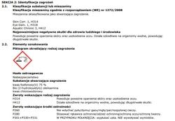 Karta charakterystyki CLINEX W3 Fuga – sekcja 2 z informacjami o zagrożeniach, bezpieczeństwie stosowania oraz piktogramami produktu