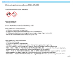 Karta charakterystyki Kersia HYPROCLOR PLUS – sekcja 2 z informacjami o zagrożeniach, bezpieczeństwie stosowania oraz piktogramami produktu
