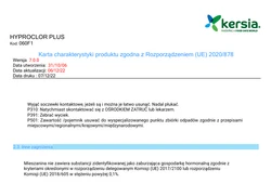 Karta charakterystyki Kersia HYPROCLOR PLUS – sekcja 2 z informacjami o zagrożeniach, bezpieczeństwie stosowania oraz piktogramami produktu