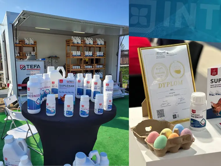 Stoisko targowe TEFA — produkty Suplexan i dyplom Quality & Innovation